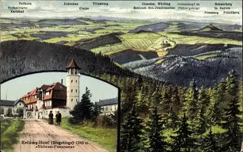 Ak Klínovec Keilberg Erzgebirge Region Karlsbad, Panorama, Keilberghotel