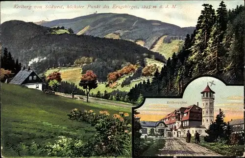 Künstler Ak Falk, G., Klínovec Keilberg Erzgebirge Reg. Karlsbad, Keilberghotel