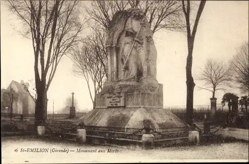 Ak Saint Emilion Gironde, Monument aux Morts