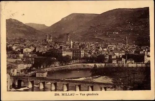 Ak Millau Aveyron, Vue generale, Brücke