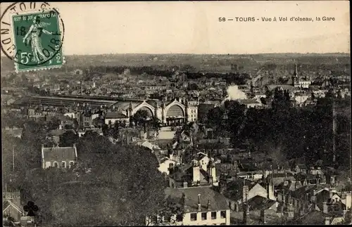 Ak Tours Indre et Loire, Vue à Vol d'oiseau