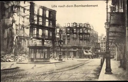 Ak Lille Nord, Nach dem Bombardement, Kriegszerstörungen, I. WK