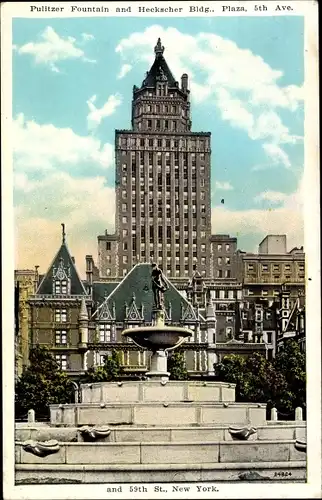 Ak New York City, Pulitzer Fountain, Heckscher Bldg