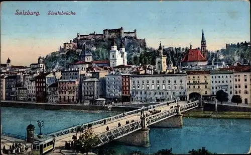 Ak Salzburg in Österreich, Staatsbrücke