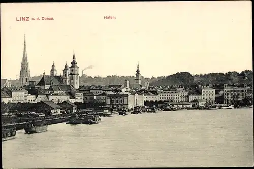 Ak Linz an der Donau Oberösterreich, Hafen