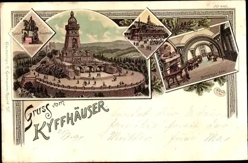 Litho Steinthaleben Kyffhäuserland in Thüringen, Kyffhäuser, Kaiser Wilhelm Denkmal, Barbarossasaal