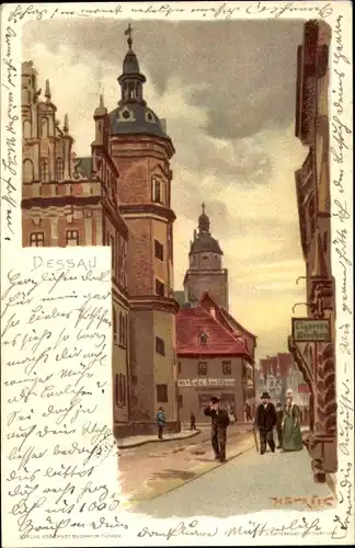 Künstler Litho Dessau in Sachsen Anhalt, Straßenpartie