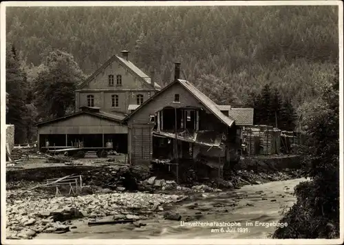 Ak Antonsthal Breitenbrunn im Erzgebirge, Unwetterkatastrophe 06 07 1931, Hochwasser