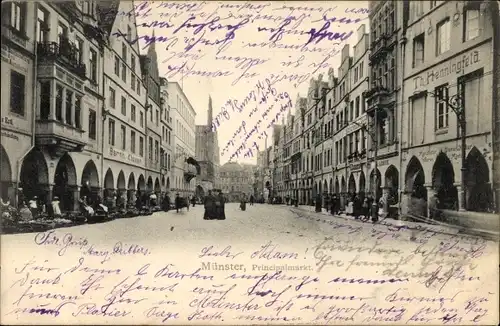 Ak Münster in Westfalen, Prinzipalmarkt, Straßenpartie, Th. Henningfeld