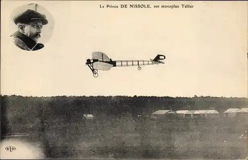 Ak Le Prince de Nissole, sur monoplan Tellier, Flugpionier