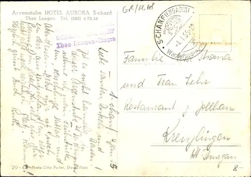 Ak S-chanf Kt. Graubünden Schweiz, Arvenstube Hotel Aurora, Inh. Theo Langen