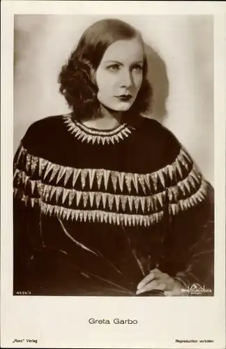 Ak Schauspielerin Greta Garbo, Portrait, Ross Verlag 4696/3