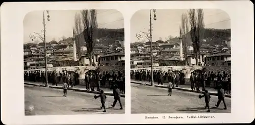 Stereo Foto Sarajevo Bosnien Herzegowina, um 1905, Vetici Alifakovac