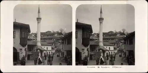 Stereo Foto Sarajevo Bosnien Herzegowina, um 1905, Alifakovac
