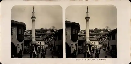 Stereo Foto Sarajevo Bosnien Herzegowina, um 1905, Alifakovac