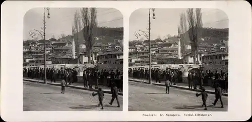 Stereo Foto Sarajevo Bosnien Herzegowina, um 1905, Velici Alifakovac