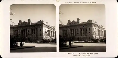 Stereo Foto Budapest Ungarn, 1906, Österreich-ungarische Bank