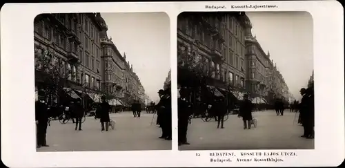 Stereo Foto Budapest Ungarn, 1906, Kossuth Lajosstraße