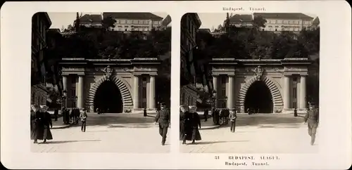 Stereo Foto Budapest Ungarn, 1906, Tunnel