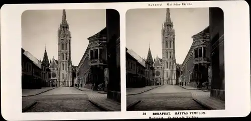 Stereo Foto Budapest Ungarn, 1906, Matthiaskirche