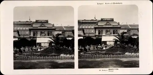 Stereo Foto Budapest Ungarn, 1906, Elisabethplatz, Kiosk