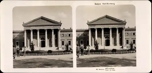 Stereo Foto Budapest Ungarn, 1906, Kunstausstellung