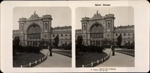 Stereo Foto Budapest Ungarn, 1906, Ostbahnhof