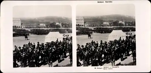 Stereo Foto Budapest Ungarn, 1906, Heerschau
