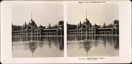 Stereo Foto Budapest Ungarn, 1906, Halle des Schlittschuhläufer-Clubs