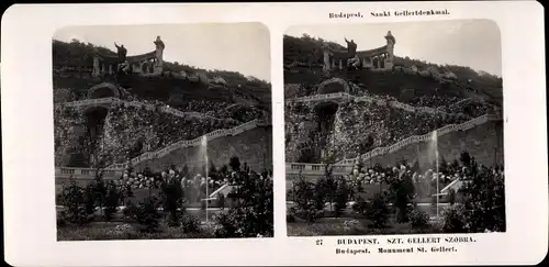 Stereo Foto Budapest Ungarn, 1906, St.-Gellert-Denkmal