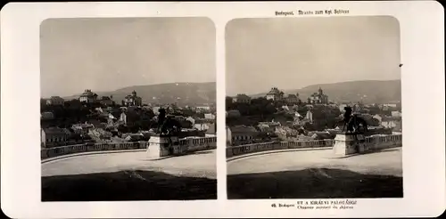 Stereo Foto Budapest Ungarn, 1906, Straße zum königlichen Schloss
