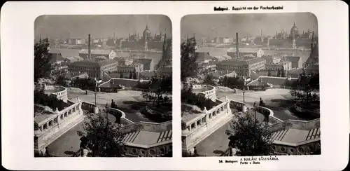 Stereo Foto Budapest Ungarn, 1906, Aussicht von der Fischerbastei