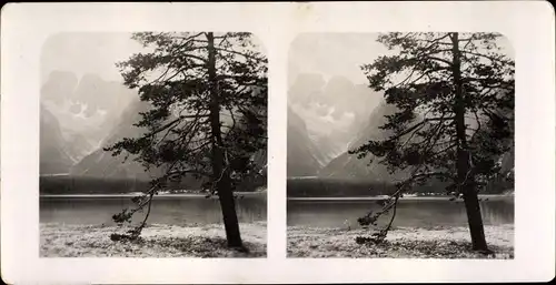 Stereo Foto Landro Höhlenstein Südtirol, Lago di Landro, Dürrensee, 1809