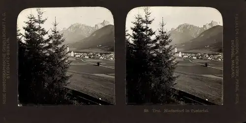 Stereo Foto Villabassa Niederdorf im Pustertal Südtirol, um 1905, Gesamtansicht