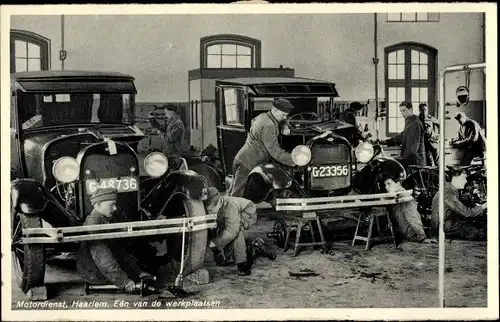 Ak Haarlem Nordholland Niederlande, Motordienst, een van de werkplaatsen, KFZ Mechaniker