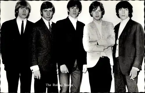 Ak Musikgruppe the Rolling Stones, Mick Jagger, Keith Richards, Ron Wood, Portrait