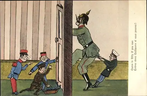 Künstler Ak Entrez donc Guillaume si vous pouvez, Karikatur, Kaiser Wilhelm II.