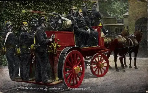 Ak Amsterdam Nordholland, Amsterdamsche Brandweer, Koolzuurspuit, Feuerwehr, Löschwagen