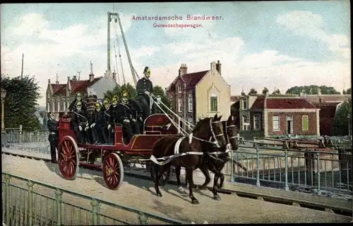 Ak Amsterdam Nordholland, Amsterdamsche Brandweer, Gereedschapswagen, Feuerwehr, Löschwagen