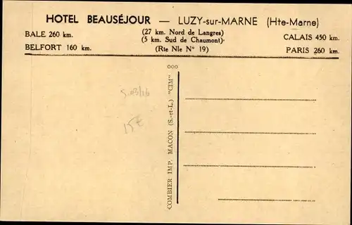 Ak Luzy sur Marne Haute Marne, Hotel Beausejour, Station-Service Beausejour, Purfina