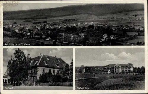 Ak Redwitz an der Rodach Oberfranken, Totalansicht, Schloss, Fabrikbau