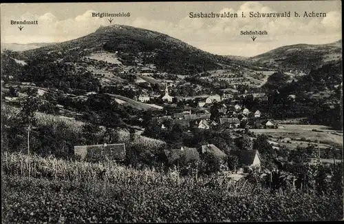 Ak Sasbachwalden im Schwarzwald, Totalansicht, Brandmatt, Brigittenschloss