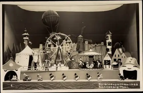 Ak Sonneberg in Thüringen, Spielzeugschau 1933, Riesenrad, Puppen