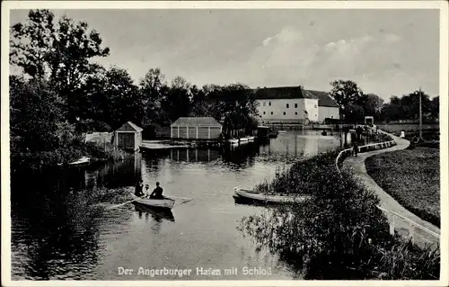 Ak Węgorzewo Angerburg Ostpreußen, Angerburger Hafen mit Schloss