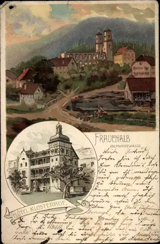 Künstler Litho Mutter, K., Frauenalb Marxzell Schwarzwald, Hotel Klosterhof, Klosterruine