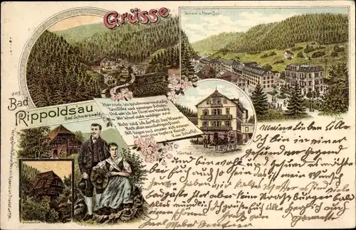 Litho Bad Rippoldsau Schapbach im Schwarzwald, Ortsansichten, Paar