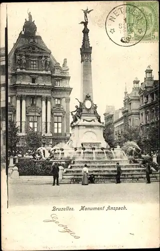 Ak Bruxelles Brüssel, Monument Anspach