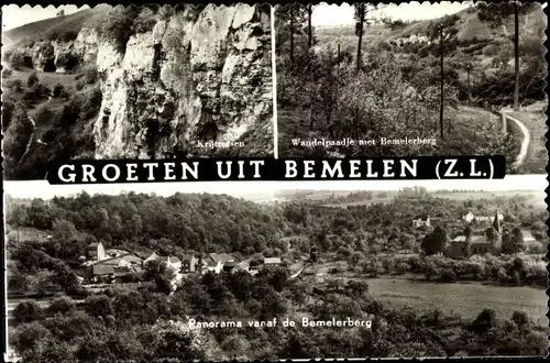 Ak Bemelen Limburg Niederlande, Krijtrofsen, Wandelpaadje met Bemelerberg, Panorama