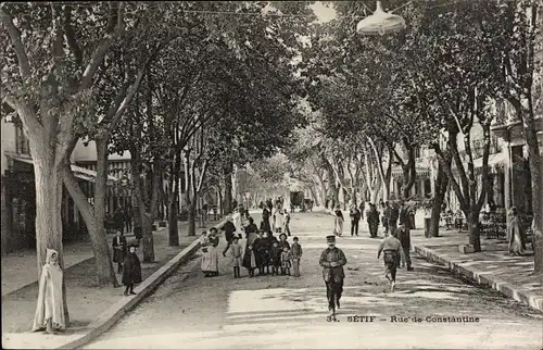 Ak Setif Algerien, Rue de Constantine