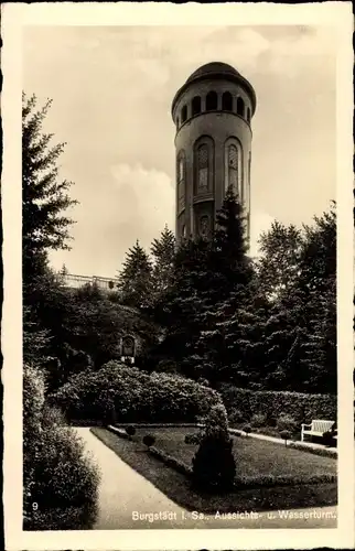 Ak Burgstädt in Sachsen, Aussichts- und Wasserturm